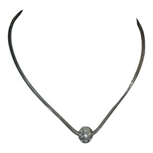 Silver snake chain with cubic zirconia ball